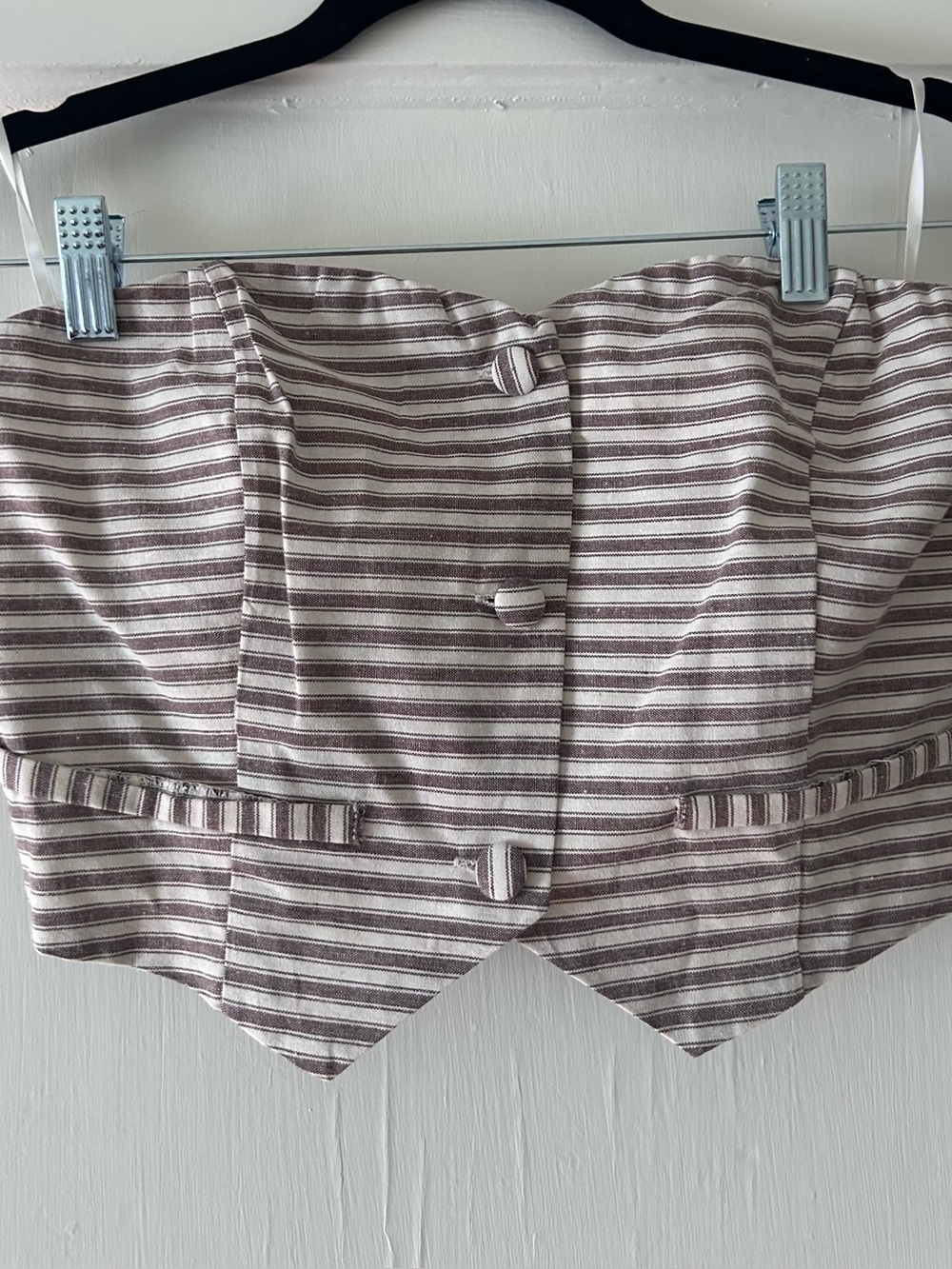 Striped Strapless Corset Top in Taupe and Cream